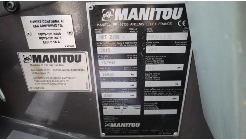 Натоварувач Manitou MRT 2150+ PRIVILEGE | FORKS | AIRCO: слика 20