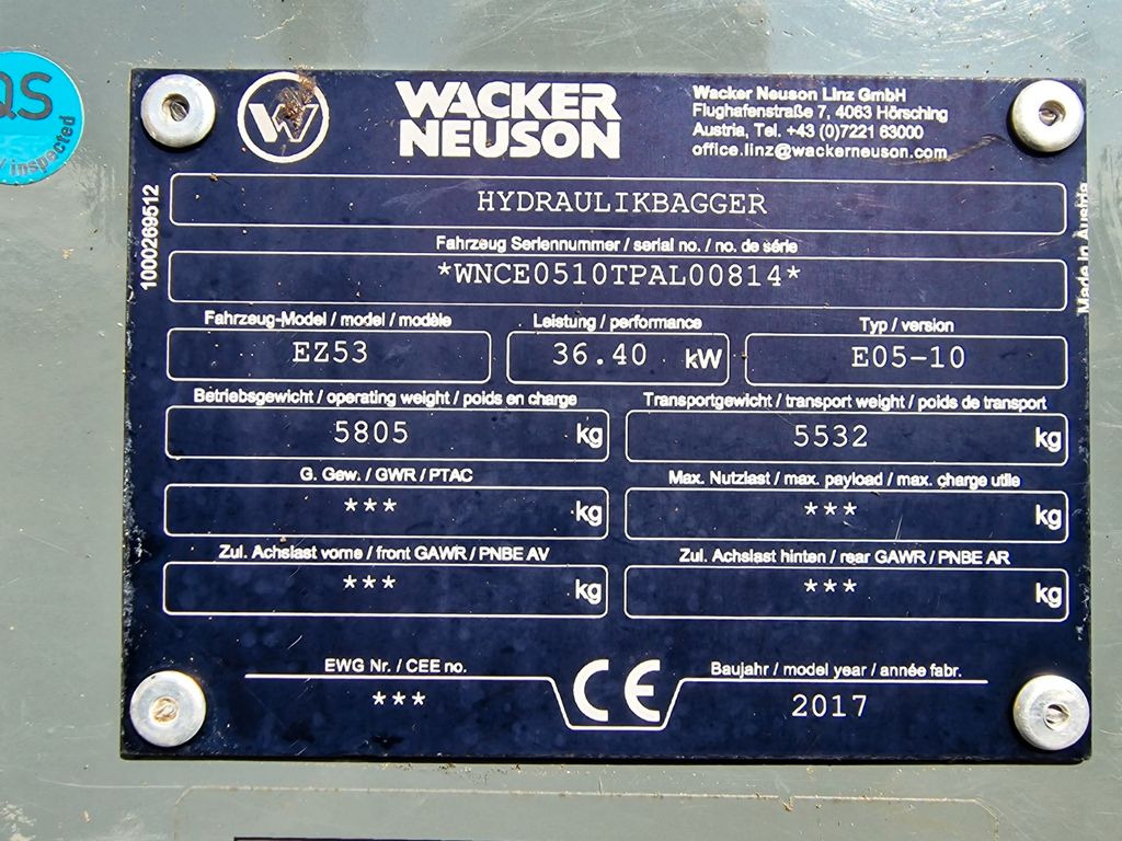 Багер гасеничар Wacker Neuson EZ 53 / 2017 / 1.665 h/2x extra Schaufeln: слика 27
