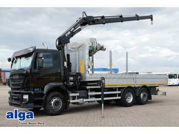 Камион со платформа Iveco Stralis 6x2, Hiab 166DS-3 Kran,Funkfernsteuerung: слика 1