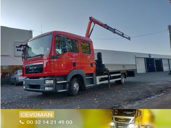 Камион со платформа, Камион со кран MAN TGL 8.220 .220 Doka / Dubbel cabine kraan Palfinger PK3400: слика 1