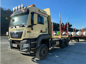 Шумска приколка, Камион MAN 33.480 Holztrans 6x6 mit Kran: слика 1