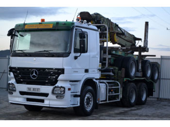 Mercedes-Benz Actros 2655 Holztransporter + KRAN + Anhänger  - Шумска приколка