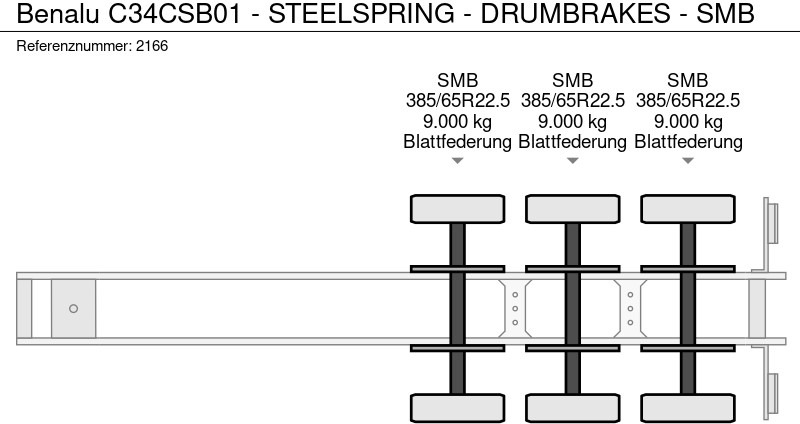 Кипер полуприколка Benalu C34CSB01 - STEELSPRING - DRUMBRAKES - SMB: слика 13