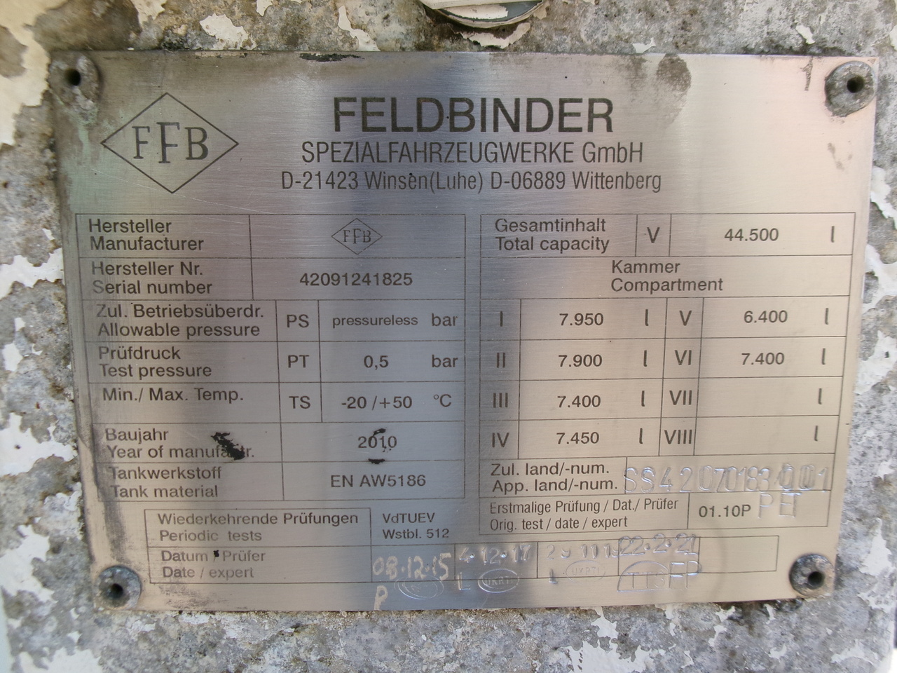 Полуприколка цистерна за транспорт на гориво Feldbinder Fuel tank alu 42 m3 / / 6 comp + pump: слика 29