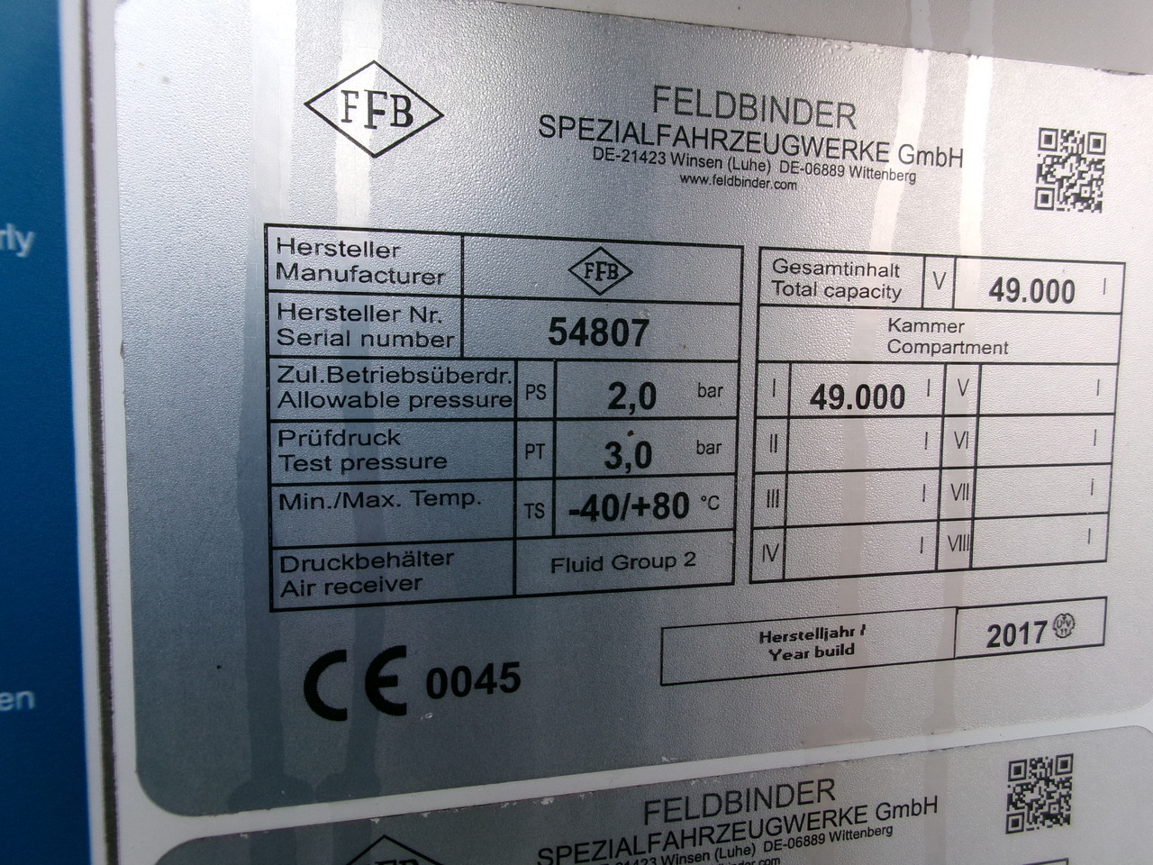 Полуприколка цистерна за транспорт на брашно Feldbinder Powder tank alu alu 49 m3 / 1 comp: слика 29