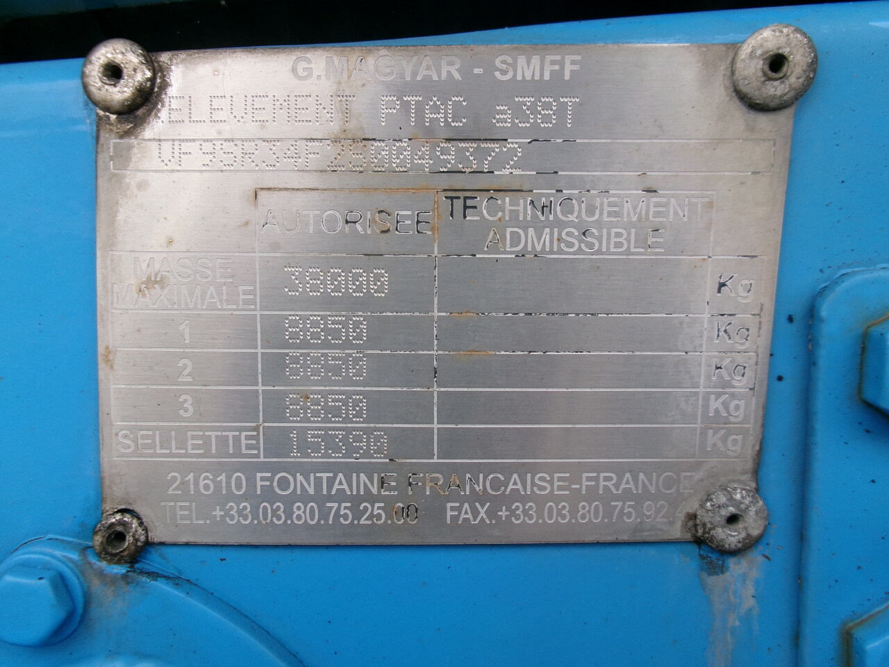 Полуприколка цистерна за транспорт на хемикалии Magyar Chemical tank inox 32.5 m3 / 1 comp: слика 30