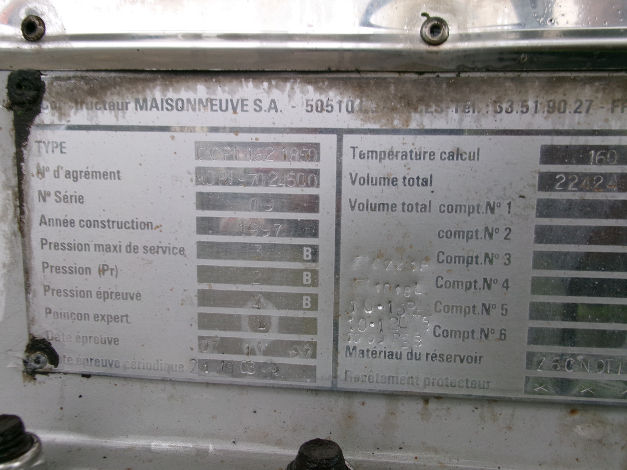 Полуприколка цистерна за транспорт на хемикалии Maisonneuve Chemical tank inox 22.3 m3 / 1 comp: слика 33
