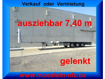 Полуприколка платформа Meusburger  3 Achs Tele- Auflieger, 7,40 m ausziehbar, gele: слика 1
