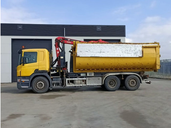Scania P270 6x2 met kraan Palfinger Tipper 2 met grijper en containerbak - Камион со кабелски систем: слика 1
