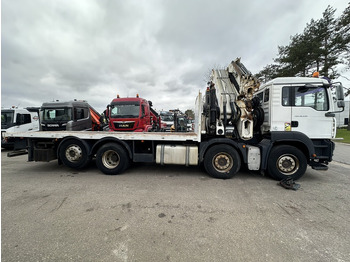 Камион со платформа, Камион со кран MAN TGA 35.430 8x2 + KRAN HIAB 700 E-6 + JIB 165X-3 - RETARDER - PRITSCHE 6m70~8m50 EXTENDABLE - MANUAL GEARBOX ZF - LIFT + STEERING AXLE: слика 3