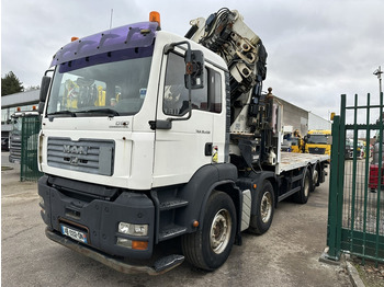 Камион со платформа, Камион со кран MAN TGA 35.430 8x2 + KRAN HIAB 700 E-6 + JIB 165X-3 - RETARDER - PRITSCHE 6m70~8m50 EXTENDABLE - MANUAL GEARBOX ZF - LIFT + STEERING AXLE: слика 2