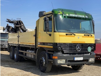Камион со кран, Камион со платформа Mercedes-Benz Dropside camion Mercedes-Benz Actros MP1 V6 2635 + KRANE HIAB 17: слика 5