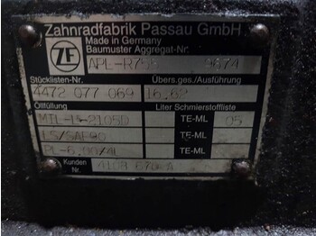 Оска и делови за Градежна машина ZF APL-R755 - Axle housing/Achskörper/Astrechter: слика 4