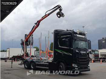Камион за дрва, Камион со кран Scania S650 S 6X4 Tajfun LIV100K Kran Holztransport Retarder 3-Pedals Euro 6: слика 3
