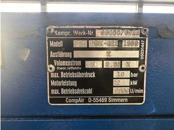 Компресор за воздух Compair MSK-G22 Elektrische Schroefcompressor 22 kW 3000 L / min 10 Bar: слика 3
