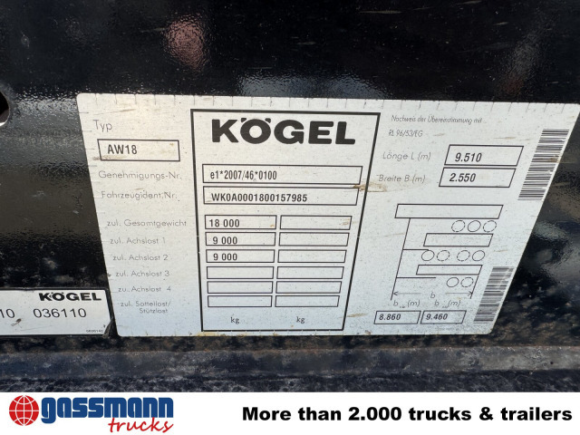 Kögel AW 18 - Транспортер на контејнер/ Приколка со променливо тело: слика 2 Kögel AW 18 - Транспортер на контејнер/ Приколка со променливо тело: слика 2