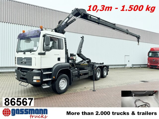 MAN TGA 33.350 6X4 BB mit Kran Hiab 166 E-3 HiDuo, - Камион со кука за подигање, Камион со кран: слика 1 MAN TGA 33.350 6X4 BB mit Kran Hiab 166 E-3 HiDuo, - Камион со кука за подигање, Камион со кран: слика 1