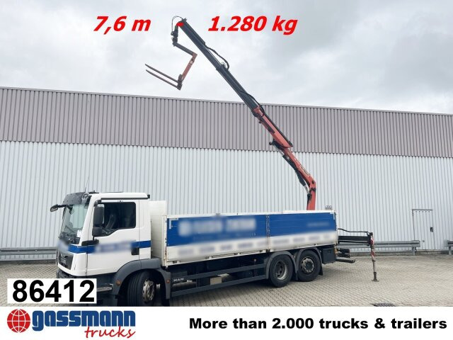 MAN TGM 26.340 6X2-4 LL, Lenk-/Liftachse, Heckkran - Камион со платформа, Камион со кран: слика 1 MAN TGM 26.340 6X2-4 LL, Lenk-/Liftachse, Heckkran - Камион со платформа, Камион со кран: слика 1