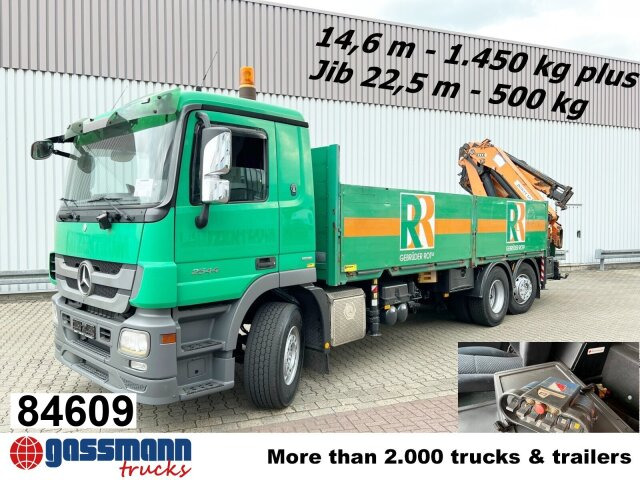 Mercedes-Benz Actros 2544 L 6x2, Retarder, Lenkachse, Heckkran - Камион со платформа, Камион со кран: слика 1 Mercedes-Benz Actros 2544 L 6x2, Retarder, Lenkachse, Heckkran - Камион со платформа, Камион со кран: слика 1