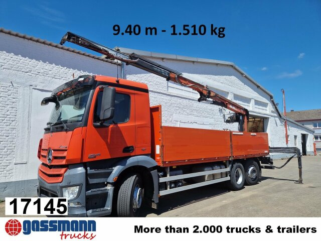 Mercedes-Benz Arocs 2545 L/6x2/4, Atlas Kran, 145.2-A19 VB, - Камион со платформа, Камион со кран: слика 1 Mercedes-Benz Arocs 2545 L/6x2/4, Atlas Kran, 145.2-A19 VB, - Камион со платформа, Камион со кран: слика 1