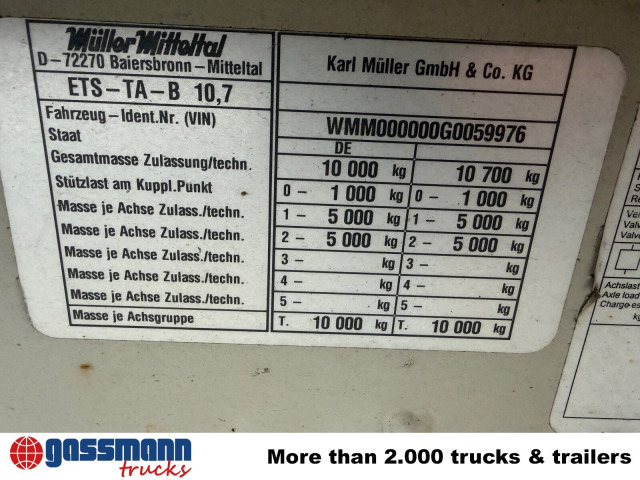 Müller-Mitteltal ETS-TA-B 10,7 - Приколка за низок утовар: слика 3 Müller-Mitteltal ETS-TA-B 10,7 - Приколка за низок утовар: слика 3