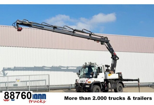 Unimog U400 4x4, Frontzapfwelle, Heckkran Hiab XS - Камион со платформа, Камион со кран: слика 1 Unimog U400 4x4, Frontzapfwelle, Heckkran Hiab XS - Камион со платформа, Камион со кран: слика 1