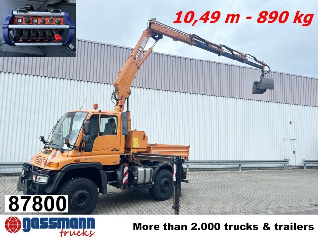 Unimog U400 4x4, Frontzapfwelle, Kipper, Kran MKG HKL - Кипер, Камион со кран: слика 1 Unimog U400 4x4, Frontzapfwelle, Kipper, Kran MKG HKL - Кипер, Камион со кран: слика 1