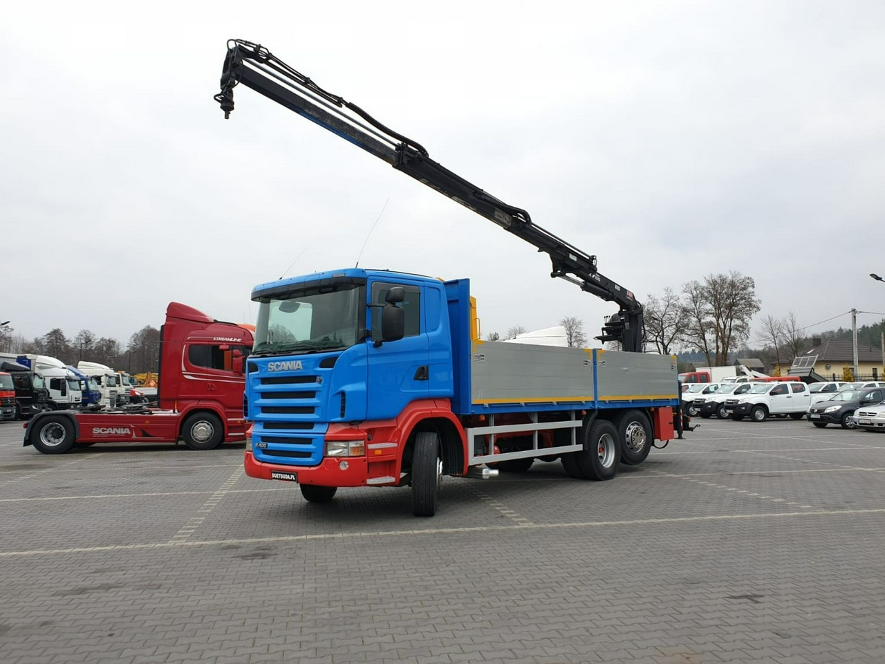 Scania R 400 LB 6x2 HDS Budowlanka Widły Oś Skrętna Super Stan - Камион со платформа, Камион со кран: слика 3 Scania R 400 LB 6x2 HDS Budowlanka Widły Oś Skrętna Super Stan - Камион со платформа, Камион со кран: слика 3