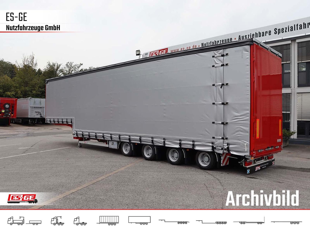ES-GE 4-Achs-Satteltieflader mit Curtainsider-Aufbau - Полуприколка за низок утовар: слика 1 ES-GE 4-Achs-Satteltieflader mit Curtainsider-Aufbau - Полуприколка за низок утовар: слика 1