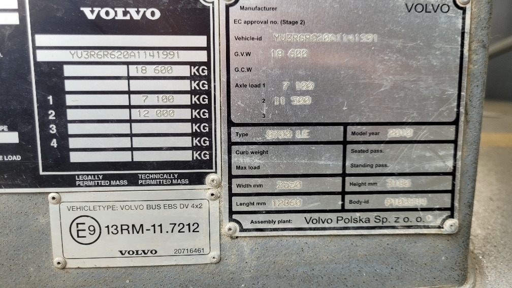 Градски автобус VOLVO B7RLE 8700 KLIIMA, 6.2010, EURO 5, RAMP, 42 seats, 12,86m; 2 UNITS: слика 19 Градски автобус VOLVO B7RLE 8700 KLIIMA, 6.2010, EURO 5, RAMP, 42 seats, 12,86m; 2 UNITS: слика 19