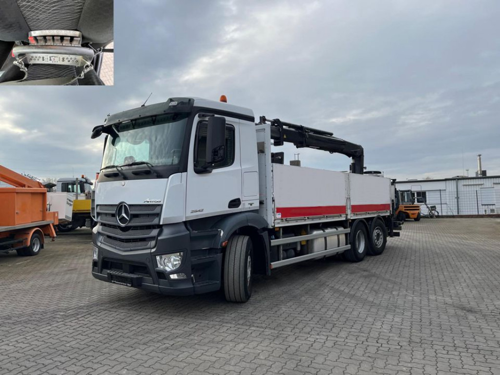 Mercedes-Benz Antos Pritsche Heckkran 2542 6x2 Hiab XS 177 Funk+Zange - Камион со платформа, Камион со кран: слика 1 Mercedes-Benz Antos Pritsche Heckkran 2542 6x2 Hiab XS 177 Funk+Zange - Камион со платформа, Камион со кран: слика 1