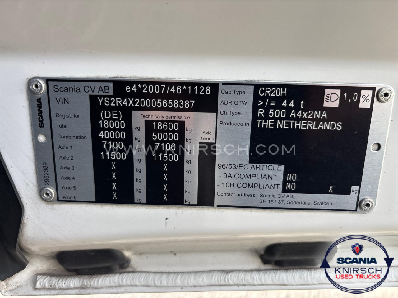 SCANIA R500A4x2NA / ADR FL / PTO / 1000 L Tank - Камион влекач: слика 5 SCANIA R500A4x2NA / ADR FL / PTO / 1000 L Tank - Камион влекач: слика 5