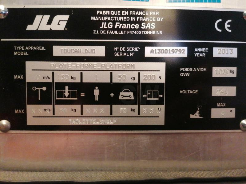 JLG Toucan Duo - Вертикален јарболски подигнувач: слика 2 JLG Toucan Duo - Вертикален јарболски подигнувач: слика 2