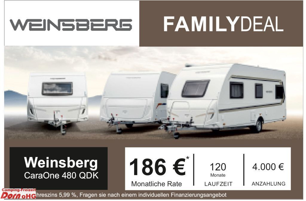 Weinsberg CaraOne 480 QDK 3 Pakete Weinsberg CaraOne 480 QDK 3 Pakete - Камп приколка: слика 1 Weinsberg CaraOne 480 QDK 3 Pakete Weinsberg CaraOne 480 QDK 3 Pakete - Камп приколка: слика 1