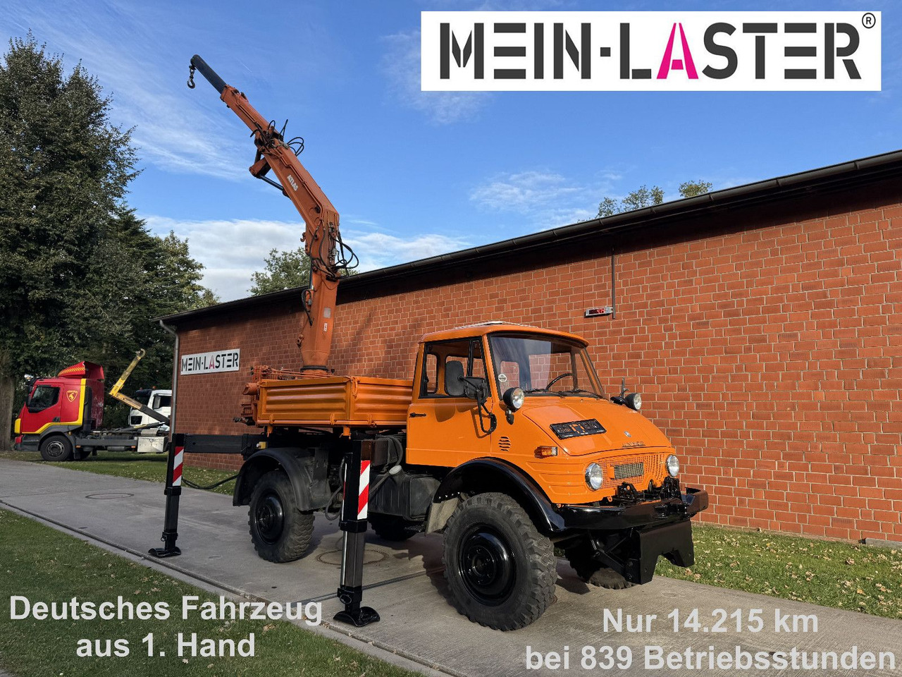 Unimog U 1100 Atlas AK 3006 nur 14.215 km-1. Hand - Камион со кран, Камион со платформа: слика 1 Unimog U 1100 Atlas AK 3006 nur 14.215 km-1. Hand - Камион со кран, Камион со платформа: слика 1
