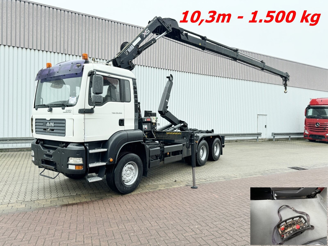 MAN TGA 33.350 6X4 BB TGA 33.350 6X4 BB mit Kran Hiab 166 E-3 HiDuo, Funk - Камион со кука за подигање, Камион со кран: слика 1 MAN TGA 33.350 6X4 BB TGA 33.350 6X4 BB mit Kran Hiab 166 E-3 HiDuo, Funk - Камион со кука за подигање, Камион со кран: слика 1