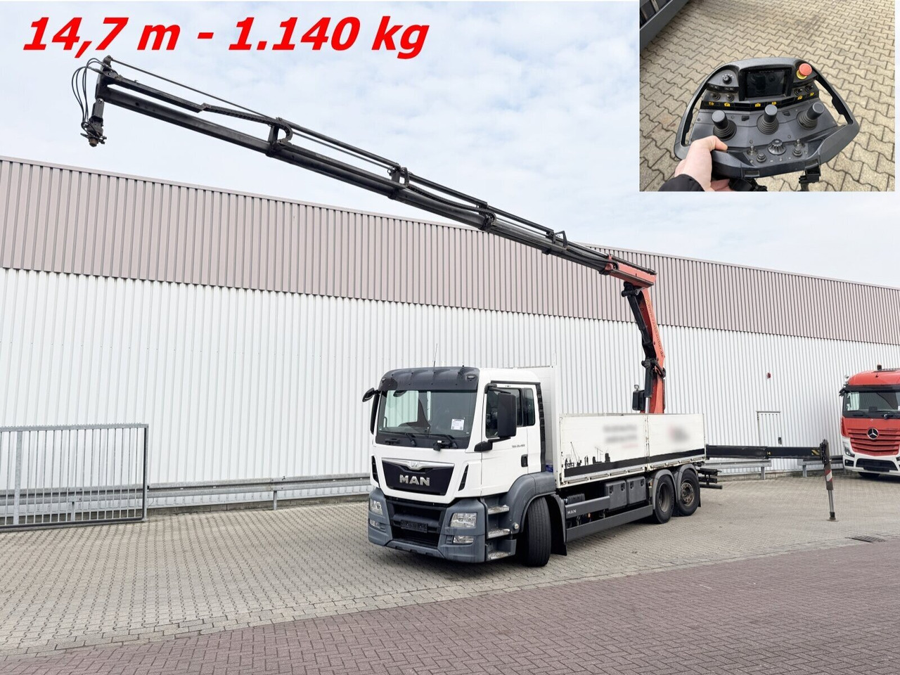 MAN TGS 26.400 6x2-4 LL TGS 26.400 6x2-4 LL, Navi, Lenk-/Liftachse, Heckkran Palfinger PK23002-SH D, Funk - Камион со кран: слика 1 MAN TGS 26.400 6x2-4 LL TGS 26.400 6x2-4 LL, Navi, Lenk-/Liftachse, Heckkran Palfinger PK23002-SH D, Funk - Камион со кран: слика 1