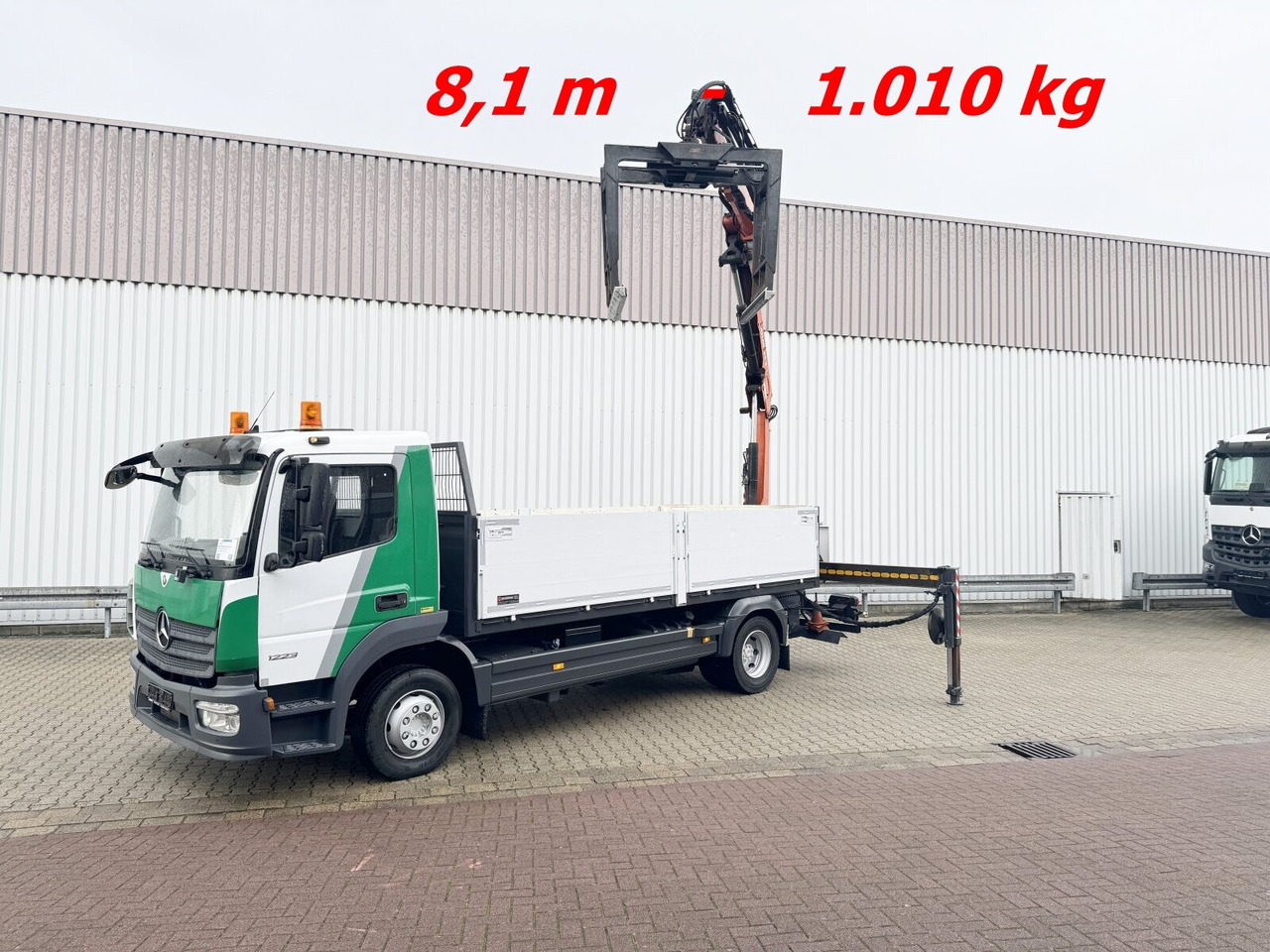 Mercedes-Benz Atego 1223 L 4x2 Atego 1223 L 4x2 mit Heckkran Atlas 88.3-A2L, Funk - Камион со кран, Камион со платформа: слика 1 Mercedes-Benz Atego 1223 L 4x2 Atego 1223 L 4x2 mit Heckkran Atlas 88.3-A2L, Funk - Камион со кран, Камион со платформа: слика 1