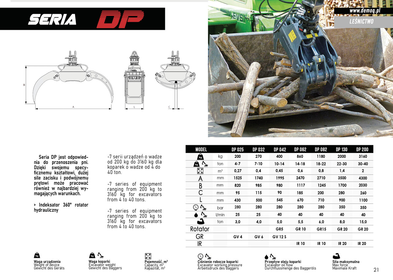 DEMOQ DP082 Log Grab 1180 kg - Фаќалка за Градежна машина: слика 3 DEMOQ DP082 Log Grab 1180 kg - Фаќалка за Градежна машина: слика 3