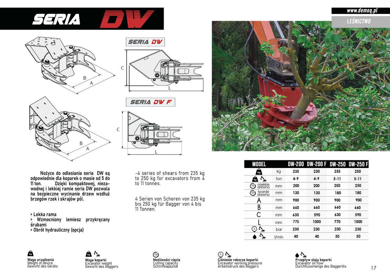 DEMOQ DW250 De-forestation shear 255 kg - Фаќалка за Градежна машина: слика 3 DEMOQ DW250 De-forestation shear 255 kg - Фаќалка за Градежна машина: слика 3
