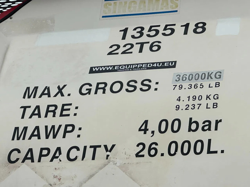 Резервоар за складирање за транспорт на гориво SINGAMAS 20FT ISO, 26.000L/1-COMP/3 BAFFELS/3 manholes, 5Y inspection: 06/2027: слика 12