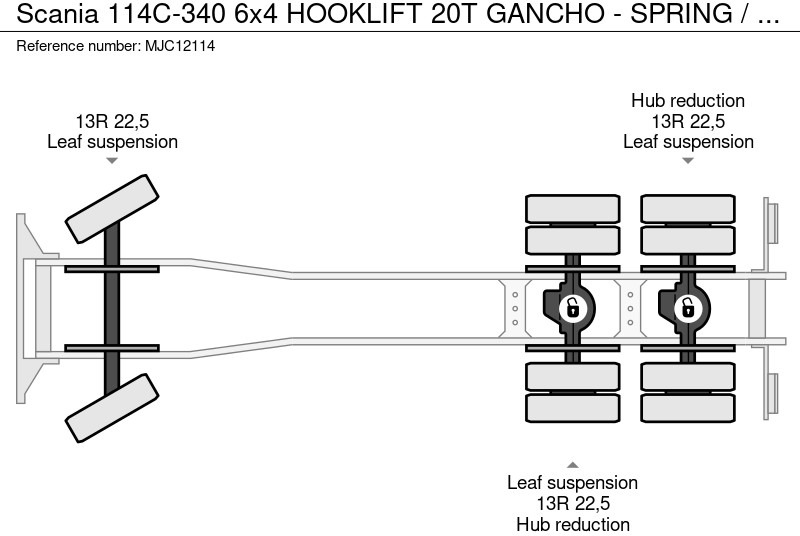 Камион со кука за подигање Scania 114C-340 6x4 HOOKLIFT 20T GANCHO - SPRING / BALLESTAS - MANUAL - EURO 3 - FR TRUCK: слика 10