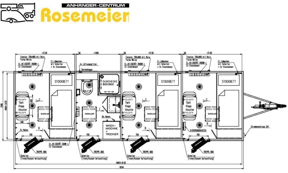 ROSEMEIER VE MOBI 8346 SP Mannschaftswagen - Градежен контејнер, Приколка: слика 2 ROSEMEIER VE MOBI 8346 SP Mannschaftswagen - Градежен контејнер, Приколка: слика 2