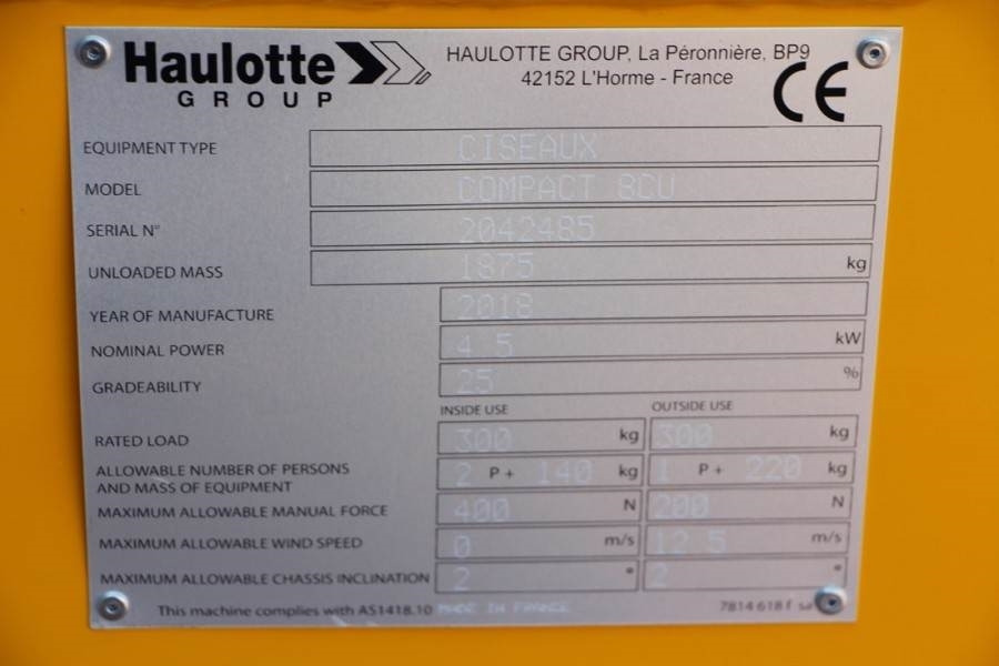 Кревач ножица Haulotte Compact 8 Valid inspection, *Guarantee! Electric,: слика 6