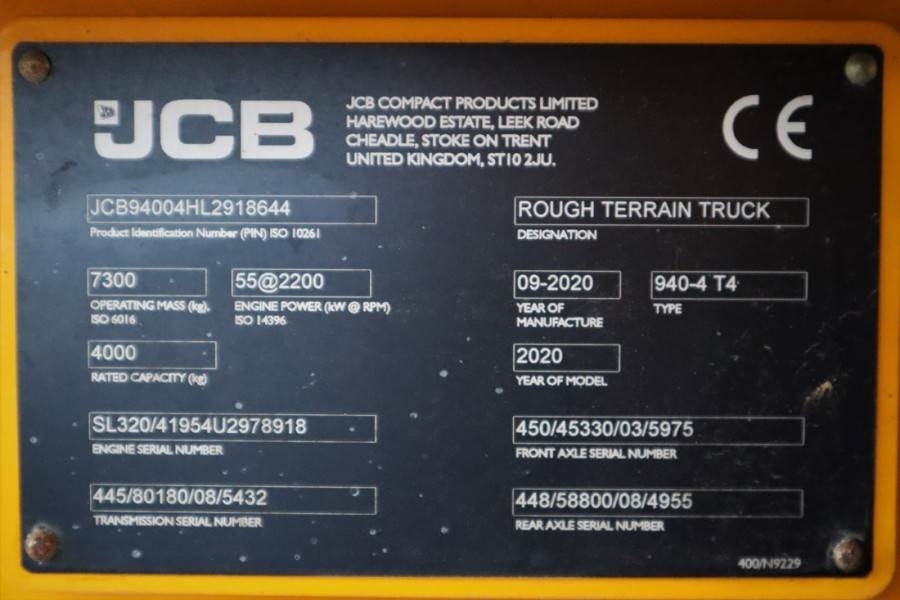Вилушкар за груб терен JCB 940-4 T4 Valid inspection, *Guarantee! Diesel, 4x4: слика 6