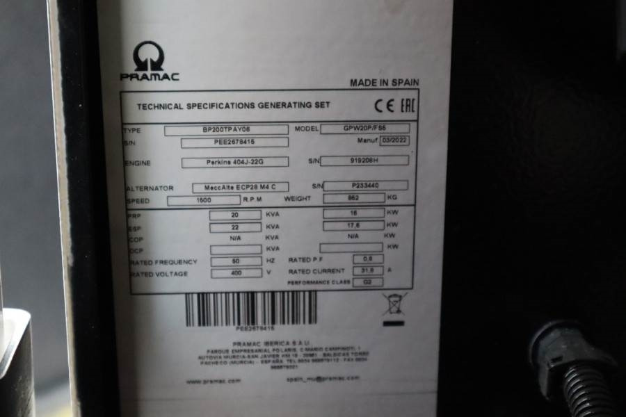Генераторска поставка Pramac GPW20P Unused, Valid inspection, *Guarantee! Diese: слика 12