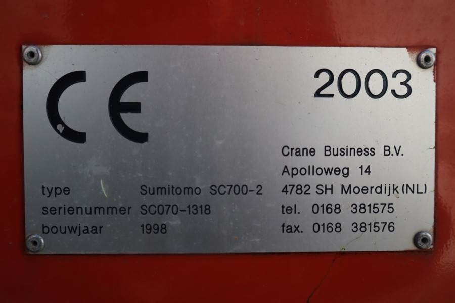 Кран со гасеници Sumitomo SC700-II 70t Capacity, 43m Boom, 31m Movable Jib,: слика 7