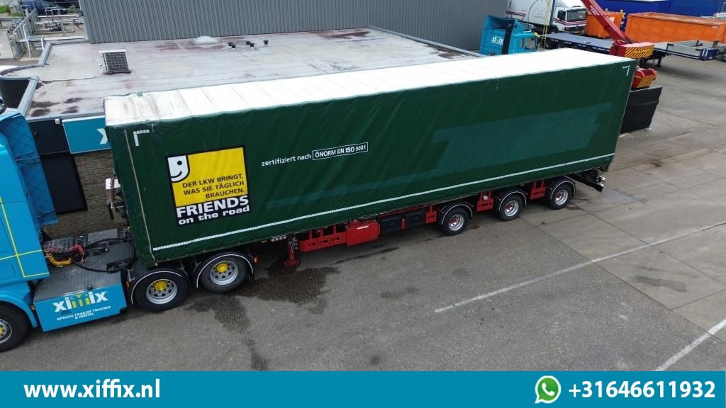 Meusburger 3-ass. Vlakke dubbel 2x uitschuifbare oplegger met huifopbouw / 3x ge  - Полуприколка платформа: слика 1 Meusburger 3-ass. Vlakke dubbel 2x uitschuifbare oplegger met huifopbouw / 3x ge  - Полуприколка платформа: слика 1