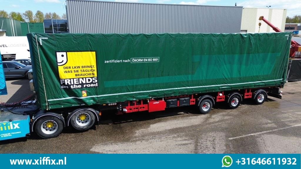 Meusburger 3-ass. Vlakke dubbel 2x uitschuifbare oplegger met huifopbouw / 3x ge  - Полуприколка платформа: слика 2 Meusburger 3-ass. Vlakke dubbel 2x uitschuifbare oplegger met huifopbouw / 3x ge  - Полуприколка платформа: слика 2