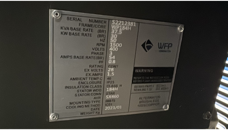 Генераторска поставка Diesel Generator Set WP41R (41 KVA/ 400V / 1500 RPM / 3 PHASE / 54 A / 50 HZ): слика 15